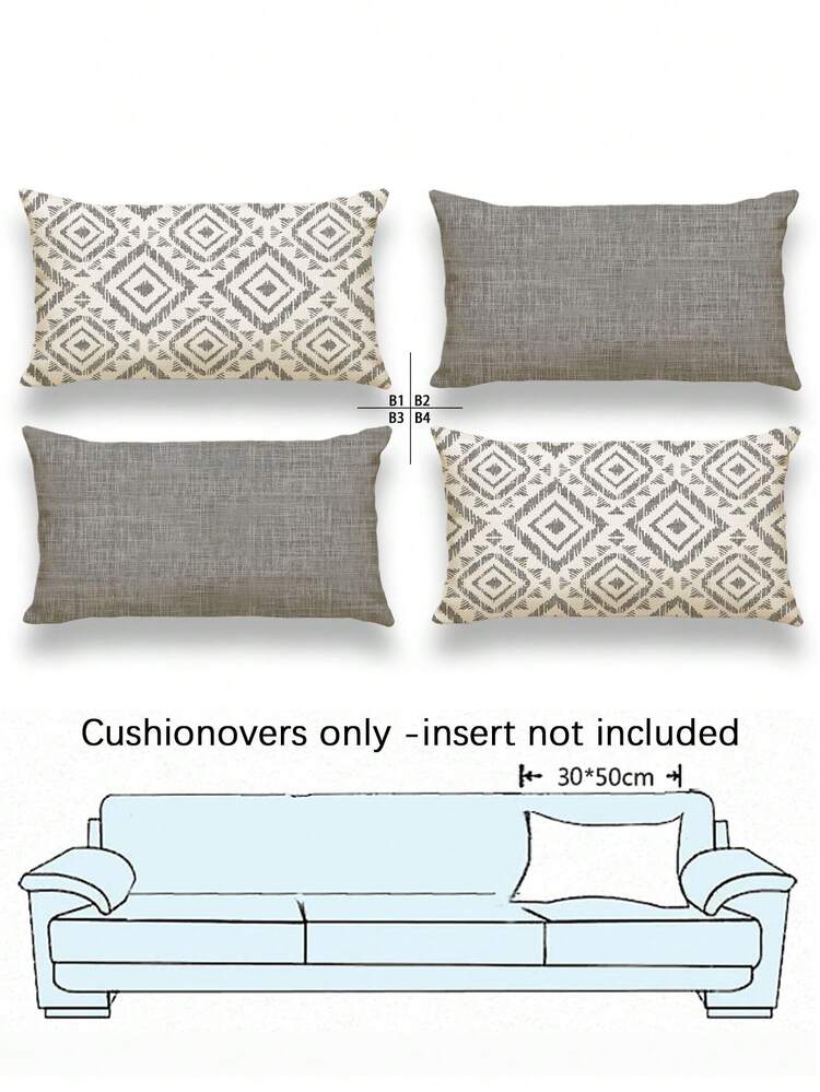 4pcs Modern Fashion Geometric Style Cushion Covers, Geometric Line Decorative Throw Pillow Covers, Hidden Zipper Closure, Machine Washable, Minimalist Fashion Line Pattern, Suitable For Home Decor, Sofa Living Room Bedroom Cushion Covers, Car Outdoor Cushion Covers Decoration, No Pillow Insert - Grey - View 12