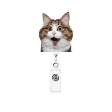 1pc/2pcs/3pcs Acrylic Cat Retractable Rotating Badge Reel Keychain ID Holder For Doctors And Nurses - Multicolor C - View 23