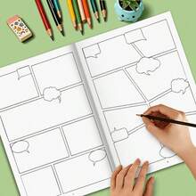1pc Blank Comic Strip Sketchbook, Multi-Size Comic Grid Template Notebook, Cartoon Story Creation Drawing Book, Suitable For School Art Class And Artist Practice,Enhancing Creativity, Beautifully Designed - A - View 3