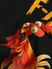 Envío Local - Despacho desde DE/IT/FR/ES/PL - Camiseta Unisex con Gráfico de Pollo Humorístico para Hombre - Ropa Masculina - Negra, Manga Corta, Cuello Redondo, Divertida para Uso Diario y Fiestas, Prenda Esencial, Regalo Perfecto para Fiestas - A - Ver 5