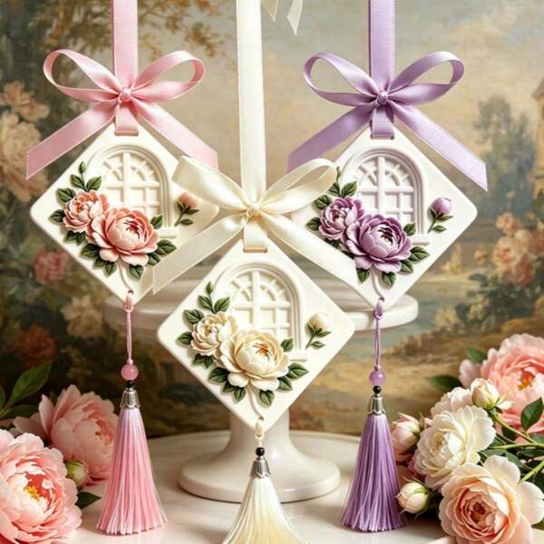 Conjunto de 8 Peças de Decoração Pendurada Perfumada de Cera, Acessório Ideal para Fragrância Doméstica, Melhora a Atmosfera do Lar