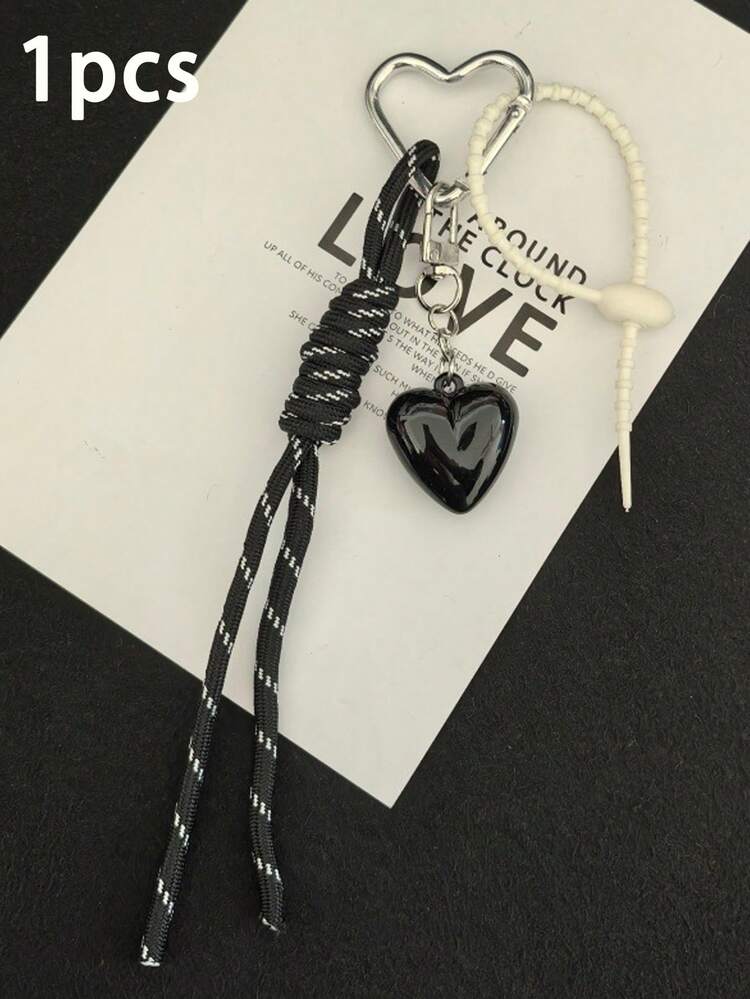 1pc Heart-Shaped Braided Rope, Suitable For Bag Decoration Strap, Keychain Accessory, Suitable For Daily Wear, Halloween Decoration Accessory - Heart-shaped - View 4