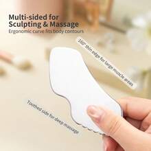 Alat Pijat Gua Sha Stainless Steel - Pisau Gua Sha Pengikis Otot - Mobilisasi Jaringan Lunak, Alat Pijat Gua Sha untuk Punggung, Kaki, Lengan, dan Tubuh - Perak - View 6