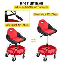 Mobile Mechanic Rolling Gear, 300LBS Capacity, 18-23 Height-Adjustable Pneumatic Stool With Tray & 5 Casters, Automotive Maintenance Tools Workshop, Garage (Father's Day Option) - Adjustable Height - View 2