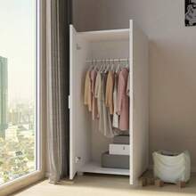 Kids 2-Door Wardrobe - Grey - View 7