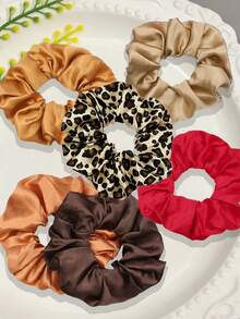 6pcs Solid Color Faux Silk Satin Hair Scrunchies, Soft Silky Elastic Hair Ties, Versatile Daily Hair Accessories, Elegant And Minimalist; Suitable For Daily, Casual, Party, Commute, Vacation And More Occasions, Also Applicable For Updo, Ponytail, Face Washing, Makeup And Daily Styling - Multicolor - View 2