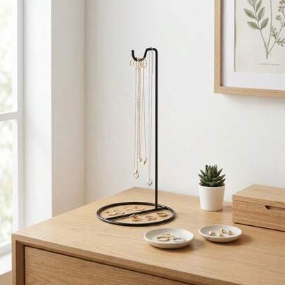 1pc Simple Metal Jewelry Rack, Suitable For Storing Bracelets, Necklaces, Rings, Watches And Other Accessories. Necklace Display Stand/Jewelry Display Box, Designed For Women And Girls, Perfect For Home Decor, Wedding Celebration, Bridesmaid Gift, Valentine's Day Gift, Back To School Gift, Room Decoration, Waterproof Storage Solution, Minimalist Home Organization Hanging Rack, Perfect Gift Idea