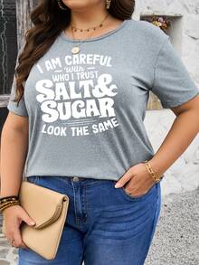 Camiseta de mujer% algodón, ropa de mujer de talla, camiseta de talla, top listo para usar, ropa exterior blanca para mujer, ropa de mujer con estampado en inglés, camiseta - Negro - Ver 8