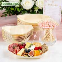 75/150件套一次性餐具組，25/50個一次性木製開胃菜盤，50/100個粉色珍珠串串棒，適用於派對、婚禮、晚餐、戶外宴會、水果小吃、拼盤展示，精緻裝飾 - 彩色 - 查看 5