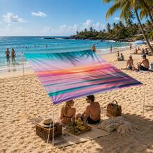 1pc Sunset Gradient Pattern Sun Shade Canopy, Modern Style, Colorful, Large Size, UV Protection, Sturdy And Durable, Easy Installation, Suitable For Beach, Garden, Patio, Includes Rope - Multicolor - View 11