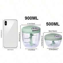 500/900ML Manual Pull-Cord Food Chopper With 5-Blade Multi-Function Vegetable Processor, Durable Portable Hand-Pull Meat Grinder, Suitable For Onion, Garlic, Chili, Nuts And Meat, Dicing And Slicing Tool For Salad, Seasoning, Filling, Pureed Food, Easy To Clean - Multicolor - View 3
