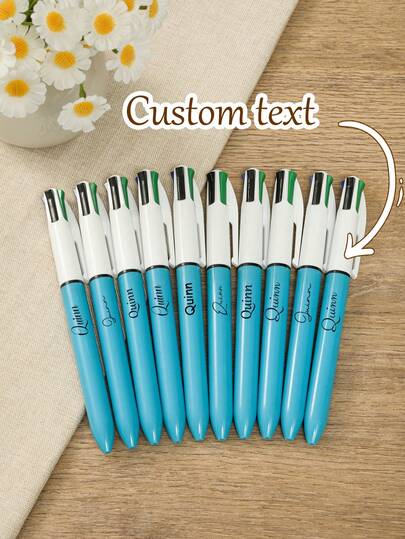 5/10/20Pcs Customized 4-In-1 Ballpoint Pens - Personalized Writing Pens, Customized Name Ballpoint Pens, Customized Multi-Color Ink Retractable Ballpoint Pens, Smooth Writing, Teacher Birthday Graduation Gift, Customizable Teacher Office Signature Pen Gift