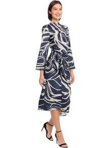 Donna Morgan Vestido Cruzado Midi de Manga Larga Vestido de cóctel para Mujer - Negro, crema (black/Cream) - Ver 4