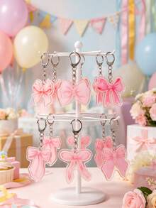 6 Stücke rosa Schleife Acryl Schlüsselanhänger, rosa Schleifenmuster Anhänger Schlüsselanhänger, Babyparty Geschenk Dekoration Schlüsselanhänger, Acryl Dekorationsartikel, Gender Reveal Party Schlüsselanhänger Geschenke, Taschen-/Handy-Anhänger, Spielbelohnungs-Geschenke, süße Cartoon Babyparty Geschenke, Schulanfang Geschenke, Party-Mitgebsel Füller - Bogen - Übersicht 3
