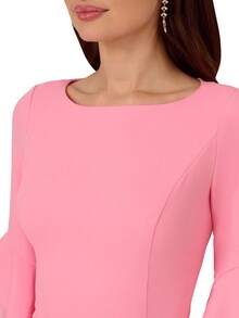 Adrianna Papell Vestido de Punto crepé con Mangas escalonadas Vestido para Mujer - Flor de Cerezo - Ver 4