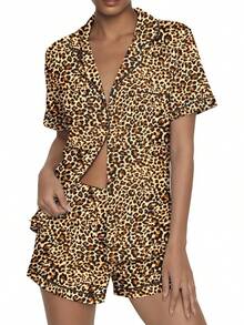 - Conjunto de pijama de verano con botones, 2 piezas, de manga corta, para dormir, S-XXL - verde claro - Ver 10