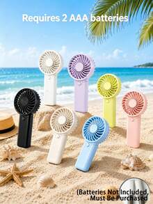 1件迷你手持電動風扇，便攜電池供電單按鈕手持風扇，女性睫毛風扇，戶外旅行、日常通勤、辦公、購物、閱讀、休閒必備（不含AAA電池） - 複色 - 查看 16