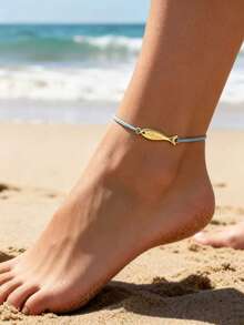 Women's Dainty Fish Charm Adjustable Anklet, Beach Vacation Party Everyday Accessory, Minimalist Style, Fashion Jewelry - Multicolor - View 1