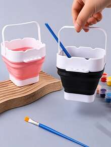 Mini Foldable Paint Brush Cleaning Bucket, Small Portable Handheld Brush Washer, Suitable For Art Students Painting - Multicolor - View 4