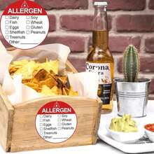 1/2 Volumes [500 Pieces Per Volume] Allergen Warning Labels, Large 3.8cm Round, Food Rotation Stickers, Suitable For Grocery Store Food DIY Packaging, PVC Sticker Seals Scrapbook Supplies Scrapbooking - Multicolor - View 2