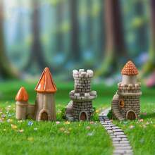 6pcs/Set, Creative European Vintage Miniature Castle House Model Decor, Collectible Architecture And Accessories, Suitable For Home Decor, Micro Landscape Gardening, Courtyard Bonsai Moss Decoration, Terrarium Decoration, As Small Gifts, Suitable For Christmas, Thanksgiving, New Year (Random Assortment) - A - View 5