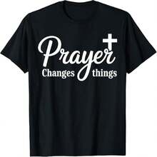 Prayer Changes Things - Camiseta cristiana - Negro - Ver 1