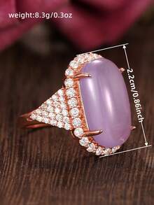 1pc Charming Cubic Zirconia Ring, Suitable For Women To Wear, Suitable For Wedding, Engagement, Anniversary Party, Valentine's Day Gift - 1# - View 7