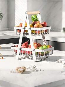 1pc Countertop Fruit Basket, Upgraded Fruit Bowl, Detachable Metal Fruit Rack, Kitchen Countertop Vegetable Basket, Portable Fruit Bowl Basket, Suitable For Kitchen Storage And Restaurant, Can Store Fruit, Vegetables, Bread And Snacks, Large Capacity Fruit Storage Rack, No Drilling Easy Installation, Portable And Beautiful, Perfect Gift For Mother's Day, Valentine's Day And Other Occasions, Storage Basket, Drain Rack, Kitchen Storage, Basket Organizer - Black - View 10