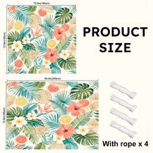 1pc Green Leaf Floral Pattern Sun Shade Canopy, Pastoral Style, Colorful, Large Size, UV Protection, Sturdy & Durable, Easy Installation, Suitable For Beach, Garden, Patio, Includes Rope - Multicolor - View 2