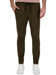 Holstone Jogger Slim Fit de Gabardina Premium - Pantalones para Hombre Casuales Deportivos - Ropa y Moda para Hombre - Pantalón de Algodón - Verde Oliva - Ver 9