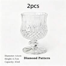12/6pcs Diamond/Butterfly Pattern 40ML High-Foot Glass Cups, Crystal Clear Light-Refracting Highly Attractive Mini Tea Cups, One-Sip Cups, High-Foot Design Prevents Over-Drinking - Clear - View 19