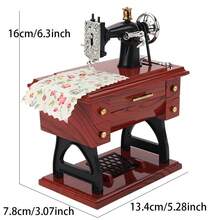 1pc European Vintage Classical Foot Pedal Sewing Machine Table Mechanical Wind-Up Music Box Home Decor Mother's Day Gift Birthday Gift Christmas Gift - 1PC - View 6