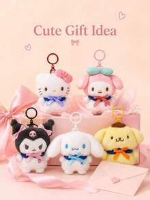 SANRIO 1個 8cm 毛絨包包吊飾，可愛 Hello Kitty/Cinnamoroll/My Melody/Kuromi 柔軟鑰匙圈，蓬鬆卡通吊飾，適合背包、帆布托特包、書包裝飾，可愛風格送給女孩與學生的禮物 - 彩色 - 查看 9