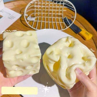 Bola de Queijo Apertável de Óleo de Coco Feita à Mão de Plástico Sem Rebote, Apertável Macio Presente de Festa Lembrança, Queijo Apertável - Bloco de Queijo Apertável Macio Extra Grande, Presente de Pegadinha, Brinquedo Novidade para Adultos, Bola de Estresse Gigante | Brinquedo Novidade para Adultos, Bola de Estresse Gigante | Brinquedo Sensorial para Adultos - Entretenimento Ensolarado, Brinquedos Sensoriais, Brinquedos Apertáveis, Brinquedos Fidget, Squishies