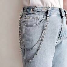 1pc Fashion Punk Star Geometric Chain Waist Chain, Men's Personalized Hip-Hop Multi-Layer Body Chain, Suitable For Pants Decoration, Daily Music Festival Party Outfit, Unisex, Can Be Used As Jewelry Gift - Multicolor - View 7