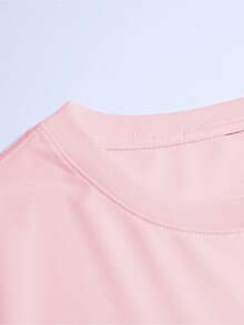 Men's Short-Sleeved T-Shirt, Summer, Comfortable, Made Of Micro-Elastic Polyester Fabric, Fashionable, Casual, Versatile, With Popular Print And Round Neck. - 粉紅色 - 查看 5
