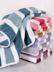 2pcs Striped Bath Towel Set | Ultra Soft, Quick Dry And Super Absorbent, Suitable For Home Bathroom, Perfect For Couples And Adults, Also Can Be Used As Travel Or Beach Towel - Multicolor - View 6