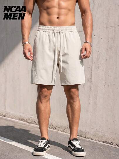 Men's Casual Daily Solid Color Shorts, Minimalist Style, Versatile For Commuting