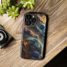 Funda para Teléfono con Diseño de Planetas de Cristal: Diseño Galáctico Metálico para iPhone, HONOR, , OPPO - Multicolor - Ver 3