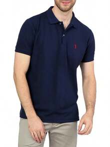POLO MODE & GENS Playera Polo Hombre Lisa de Algodón Peinado |   Custom Fit con Logo Bordado |   Casual, Atemporal y Versátil |   Variedad de Colores - Negro - Ver 4