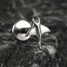 1PC ASTM F136 Titanium Manta Ray Flat Back Stud Push-In Internal Thread Labret Piercing Ear Cartilage Helix Jewelry - Threadless - View 10