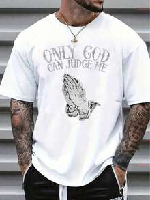 Camiseta casual de manga corta para hombre, 1 pieza, cuello redondo cómodo, camiseta básica de moda para verano, regalo ideal - Blanco - Ver 1