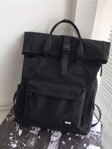 Women's Functional Single-Color Backpack, Suitable For Work And Travel, Minimalist Everyday Functional Backpack For Women, Minimalist Black Sports Backpack For - Black - View 1