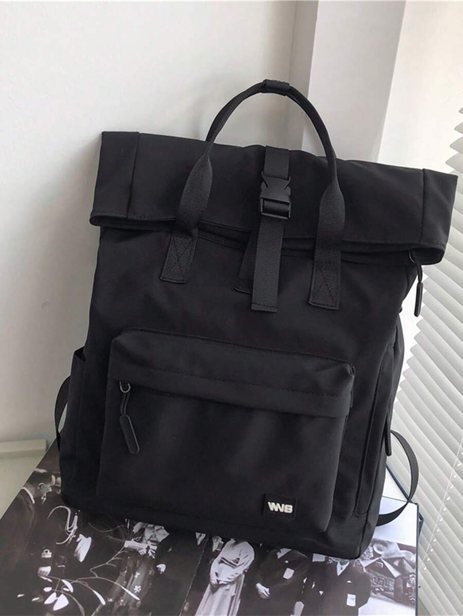 Women's Functional Single-Color Backpack, Suitable For Work And Travel, Minimalist Everyday Functional Backpack For Women, Minimalist Black Sports Backpack For - Black - View 1