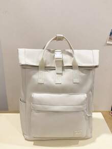 Women's Functional Single-Color Backpack, Suitable For Work And Travel, Minimalist Everyday Functional Backpack For Women, Minimalist Black Sports Backpack For - Beige - View 1