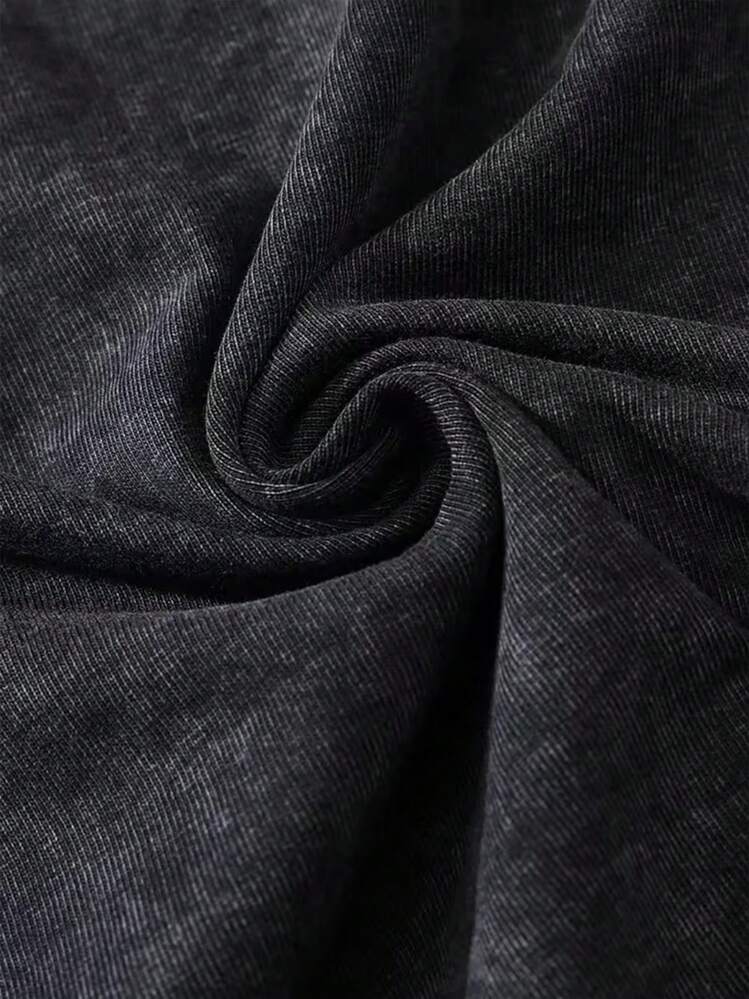 Vintage Style T-Shirt, Dark Gray, Short Sleeve, Round Neck, Gothic Design With Hand And Eye Pattern, Ultra Soft, A Must-Have For Casual Summer Wear, Perfect Gift - 黑色 - 查看 6