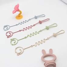 1pc Silicone Stroller & High Chair Hanging Chain With Rugby Design, Works For Bottles, Teethers And Toys, Anti-Lost, Durable And Easy To Clean - 1pc Rugby Ball - View 5