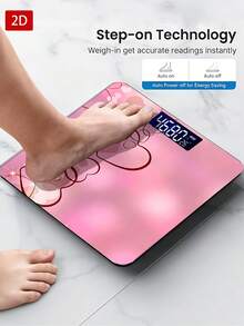 Timbangan Kamar Mandi Digital 2D Datar Dekoratif dengan Layar LED, Cocok untuk Pusat Kebugaran dan Studio Yoga, Ideal untuk Penggunaan Jangka Panjang di Kamar Mandi, Penolong Hebat bagi Penggemar Kebugaran dan Olahraga, Menggunakan Baterai AAA (Tidak Termasuk), 1 buah - A - View 3