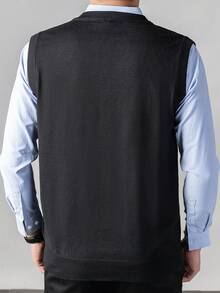 ZYNTH BALENO Men's V-Neck Sweater Vest, Suitable For Fitness, Outdoor Sports And All-Season Wear - Black - View 7