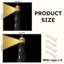 1pc Lighthouse Pattern Sunshade Canopy, Modern Style, Colorful, Large Size, UV Protection, Sturdy And Durable, Easy To Install, Suitable For Beach, Garden, Patio, Includes Rope - Multicolor - View 2